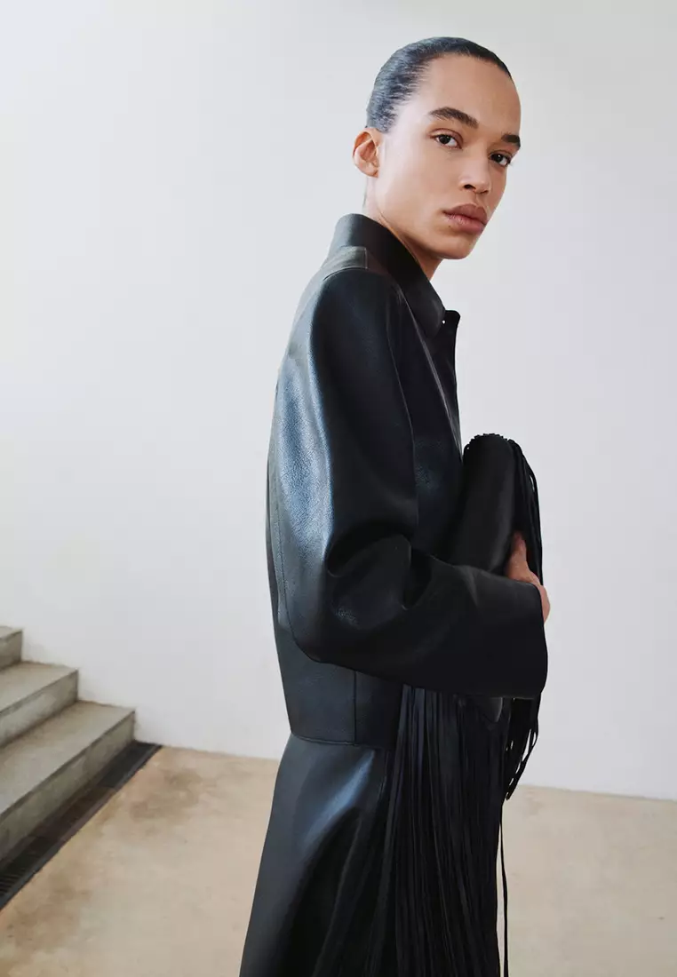 Faux-Leather Jacket With Pockets