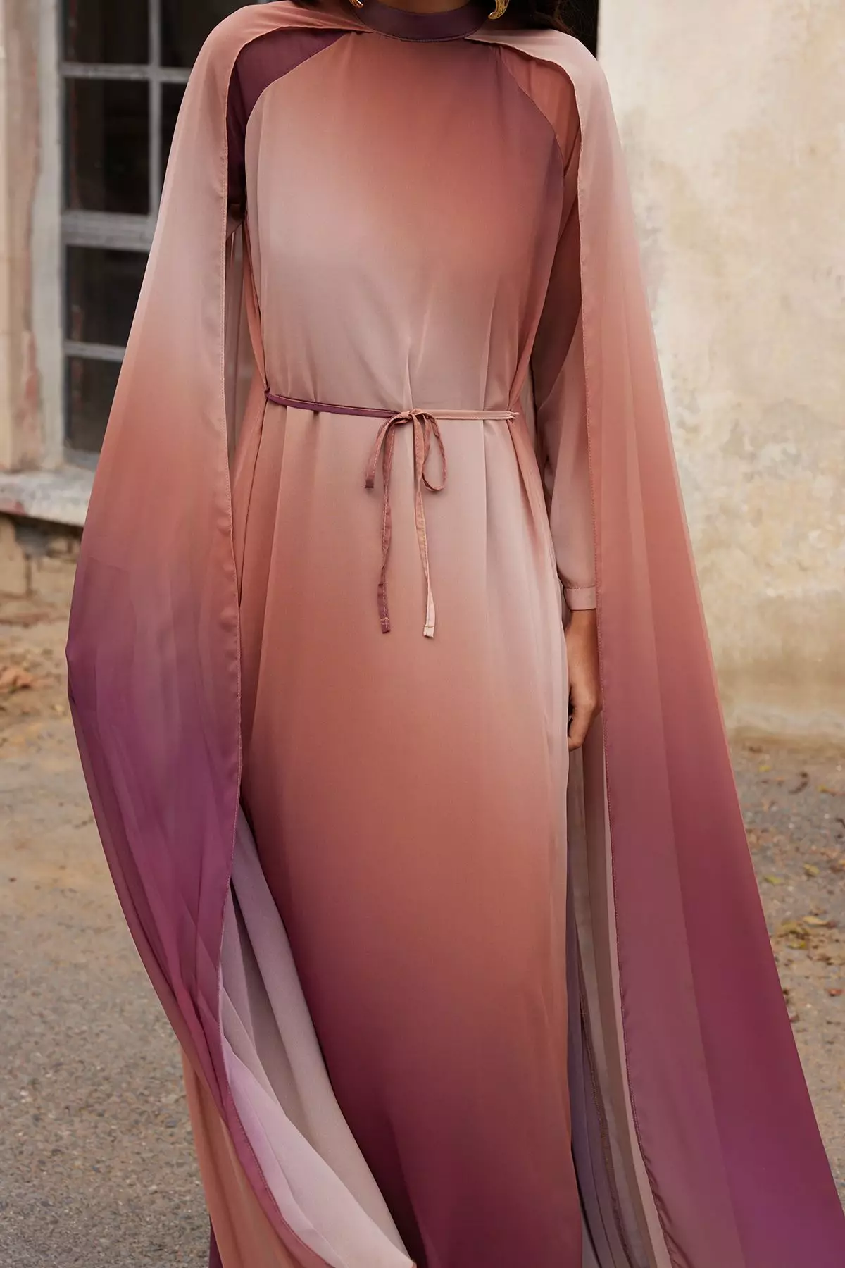 X Ai Brown Gradient Cape Evening Dress Tctaw25Db00019