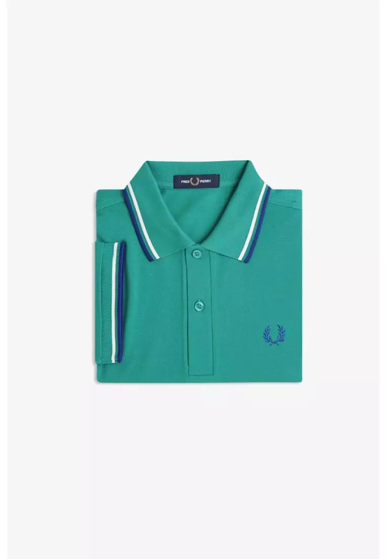 Fred Perry M3600 Twin Tipped Fred Perry Shirt (Deep Mint / Snow White / Soho Eclipse)