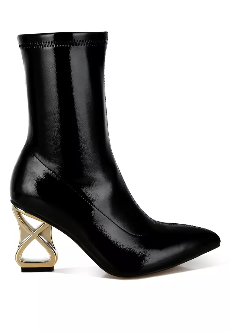 Buy London Rag Fantasy Heel Patent Faux Leather Boots in Black