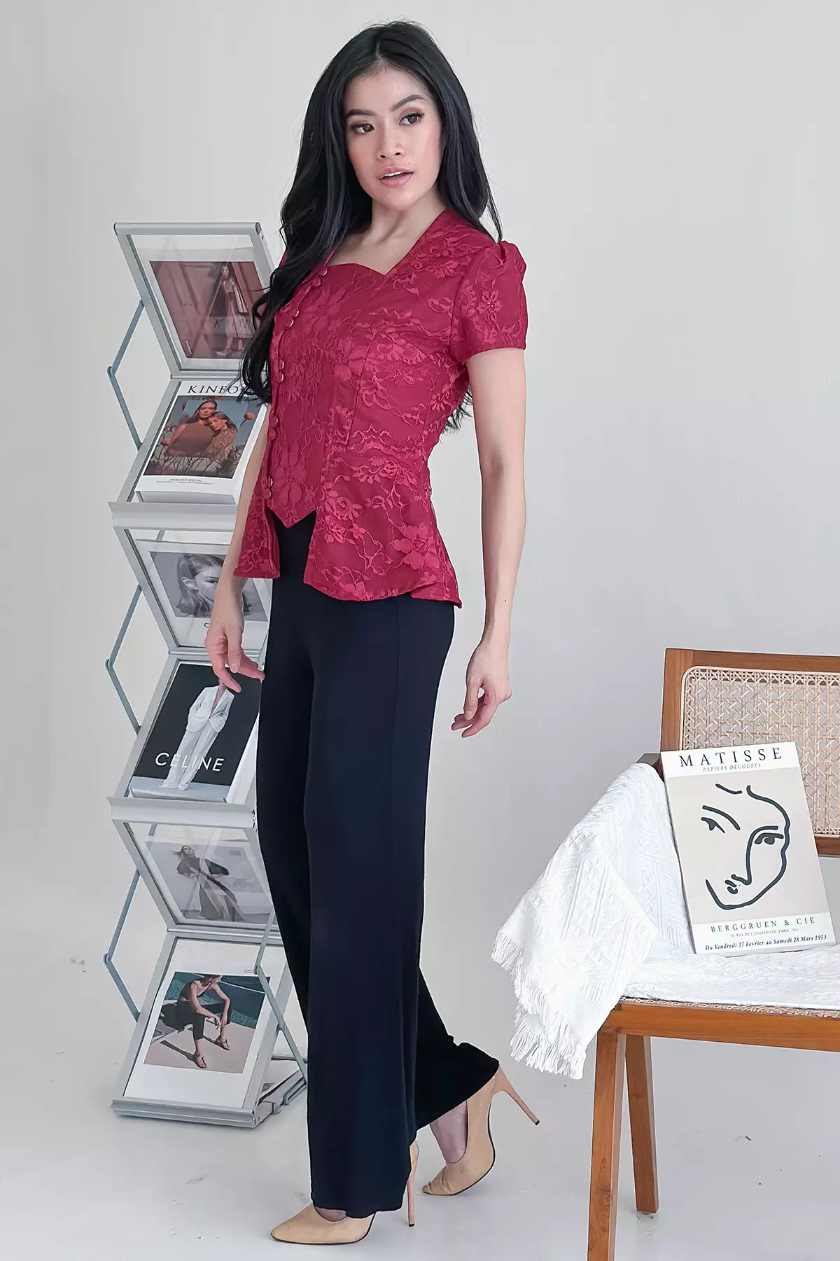 Sinok Peplum Maroon Kebaya Batik