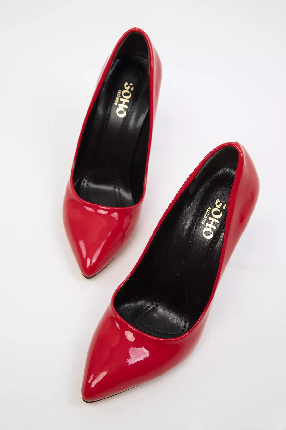 Patent Leather Red Women's Classic Heeled Shoes - 19720