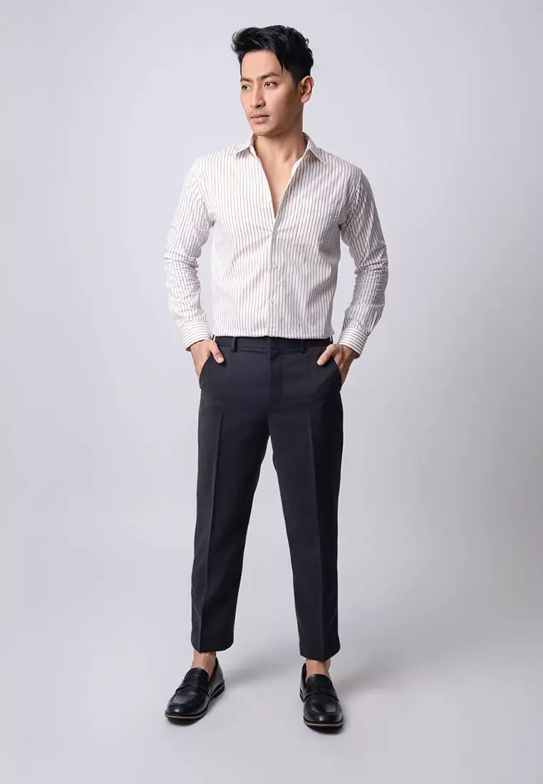 Formal Ankle Pants Straight Fit Dark Grey