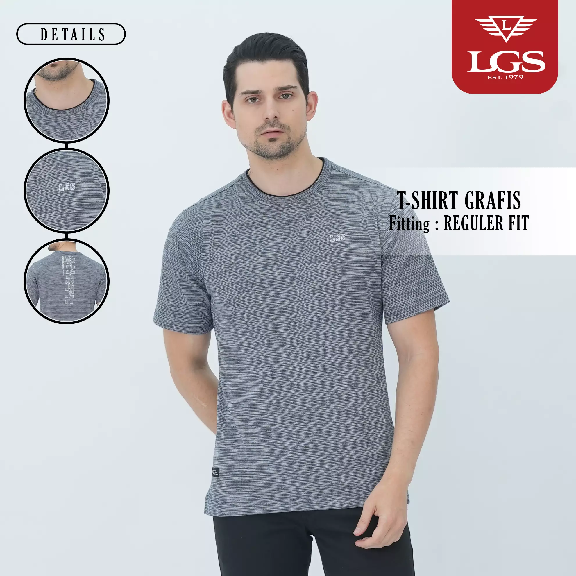 LGS - Kaos Casual - Kaos Grafis - Full Motif - Regular Fit - Abu - CTS.223.S3201.01.C