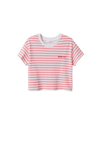 MANGO KIDS pink Striped Cotton T-Shirt 7341FKA3CCBB33GS_1