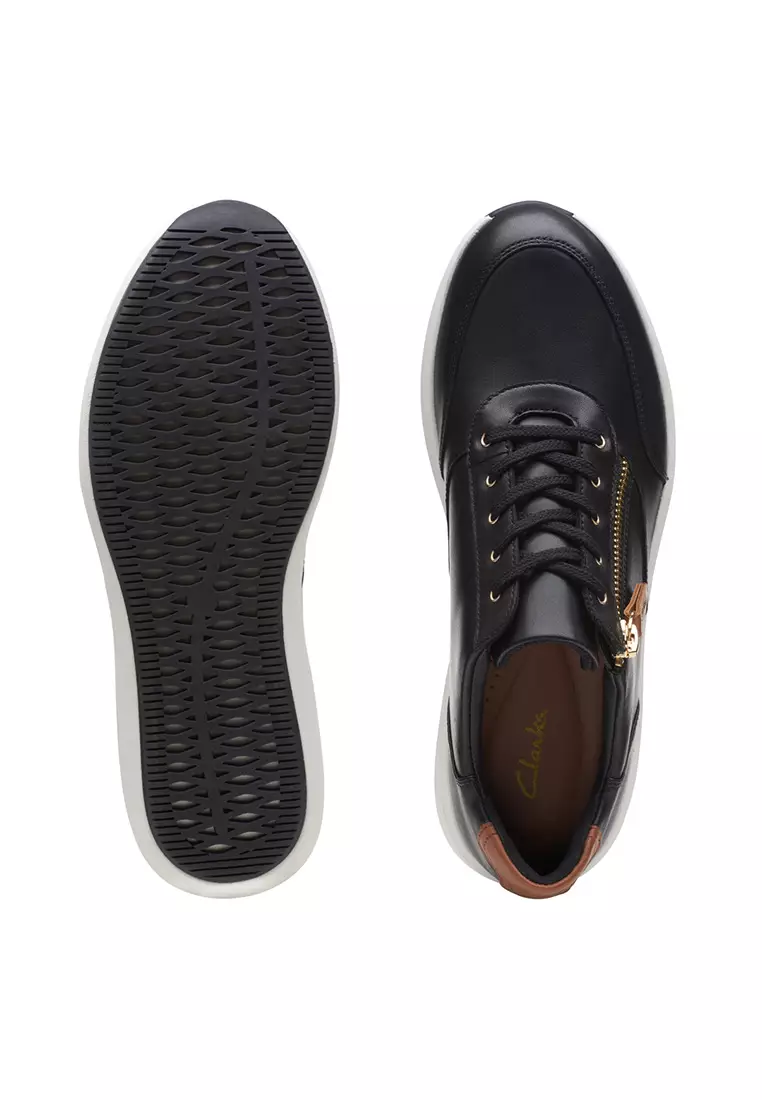 Womens Un Rio Zip Trainers - Black Leather