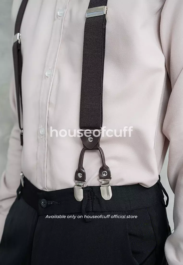 Houseofcuff Suspender Ikat Pinggang Tali Jojon Besar Coklat Tua A19