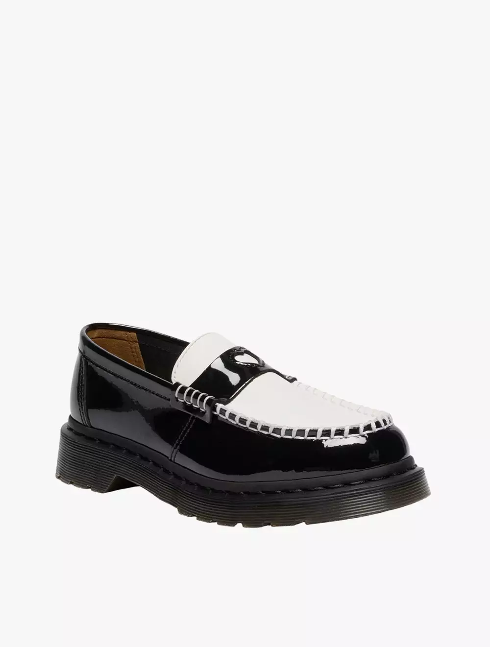Dr. Martens Penton Heart Loafer Black White Patent Lamper Smooth