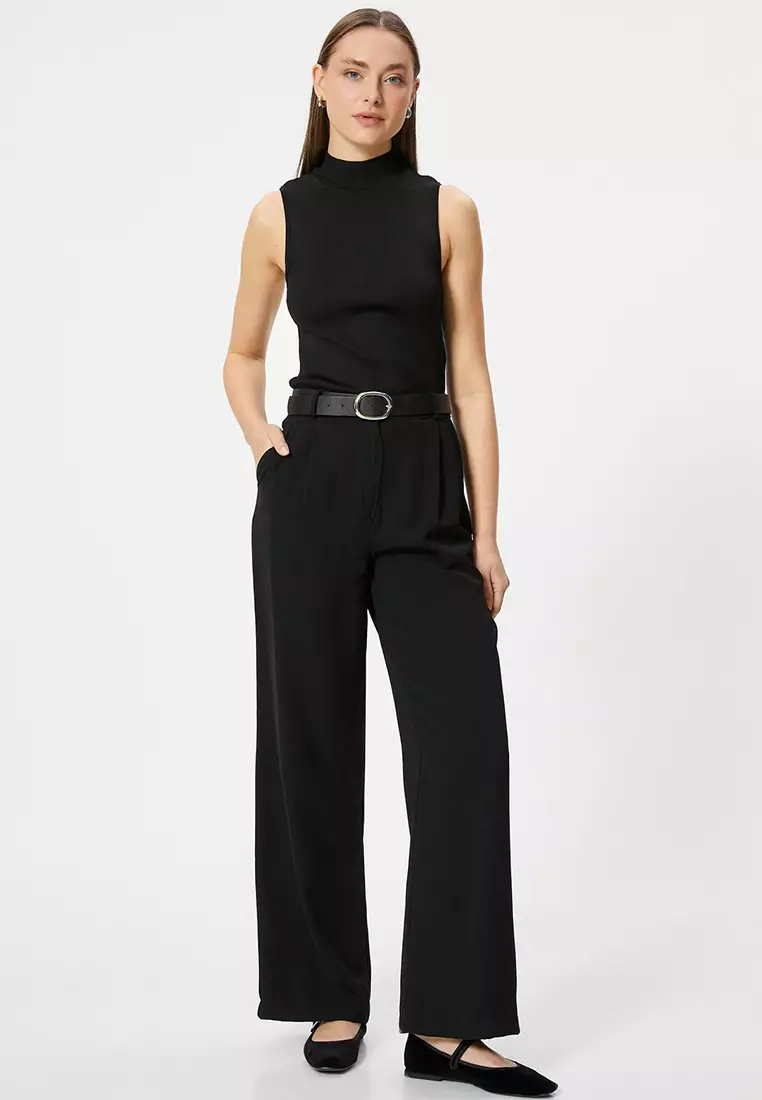 Sleeveless Mock Neck Rib Top