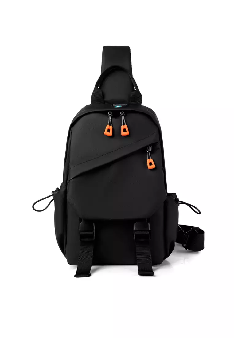 Men's Capacious Water-repellent Wear Resistant Zipper Chest Bag - Black