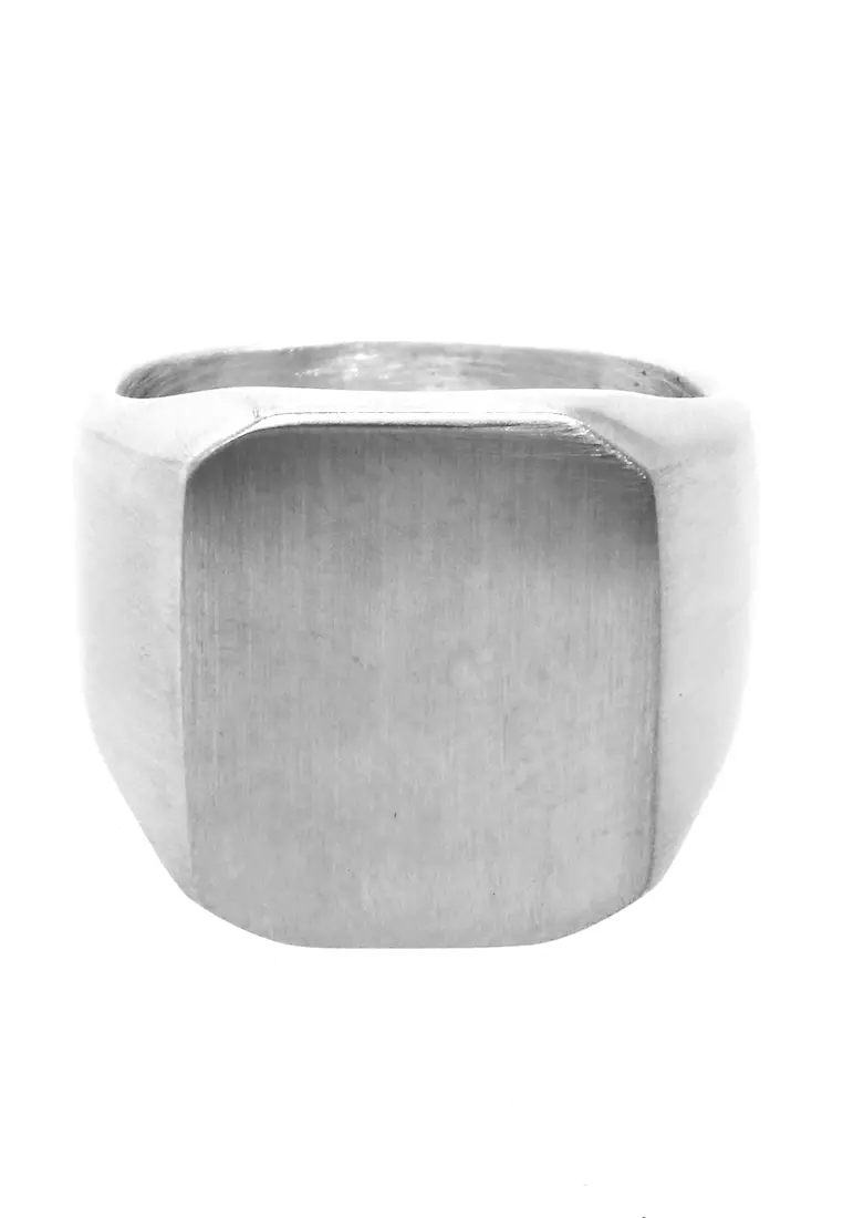 Daisy Aksesoris Pria Wanita Cincin Desain Kotak Material Titanium ORIGINAL - Silver Doff