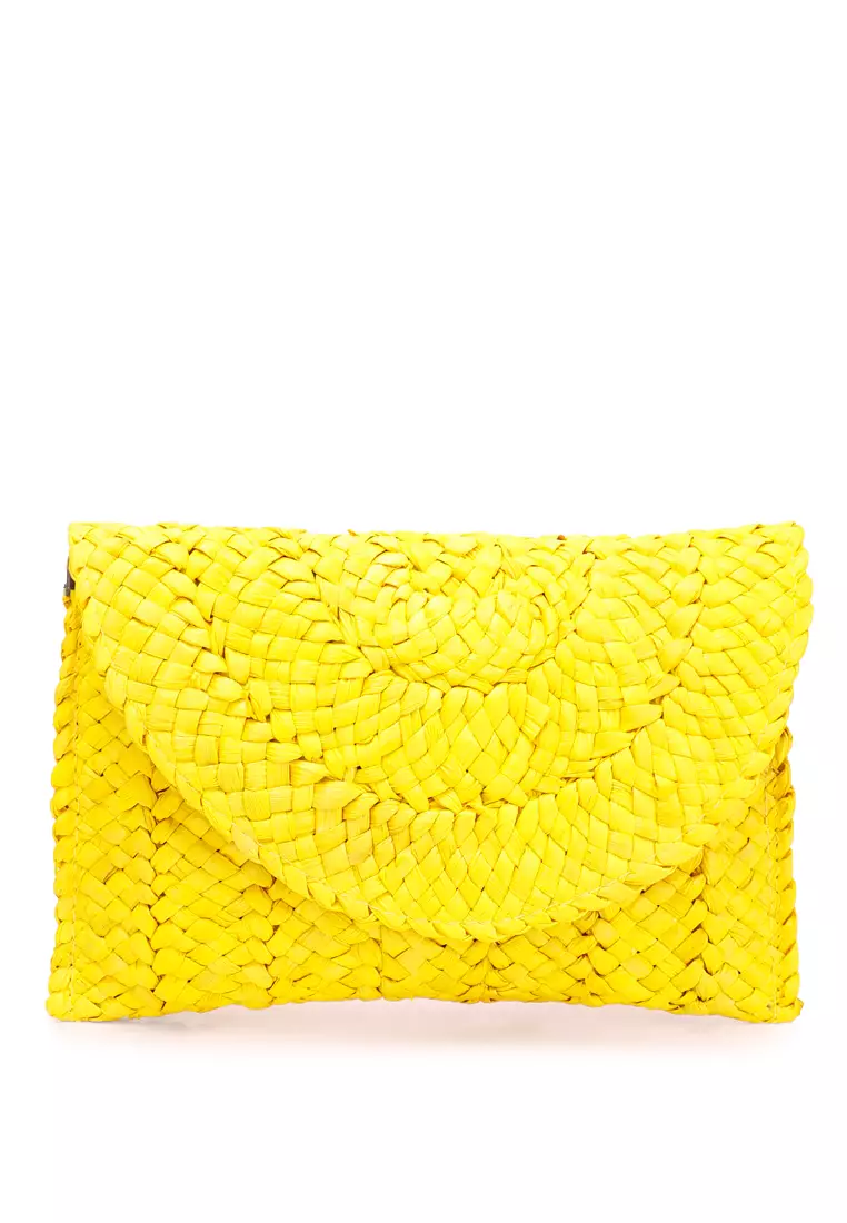 Tas Genggam Tali Jerami Warna Kuning