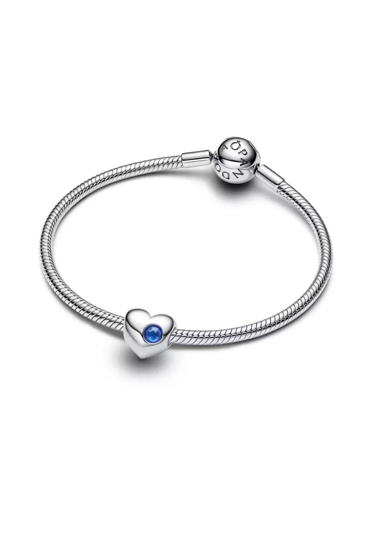 Engravable Blue Stone Heart Charm