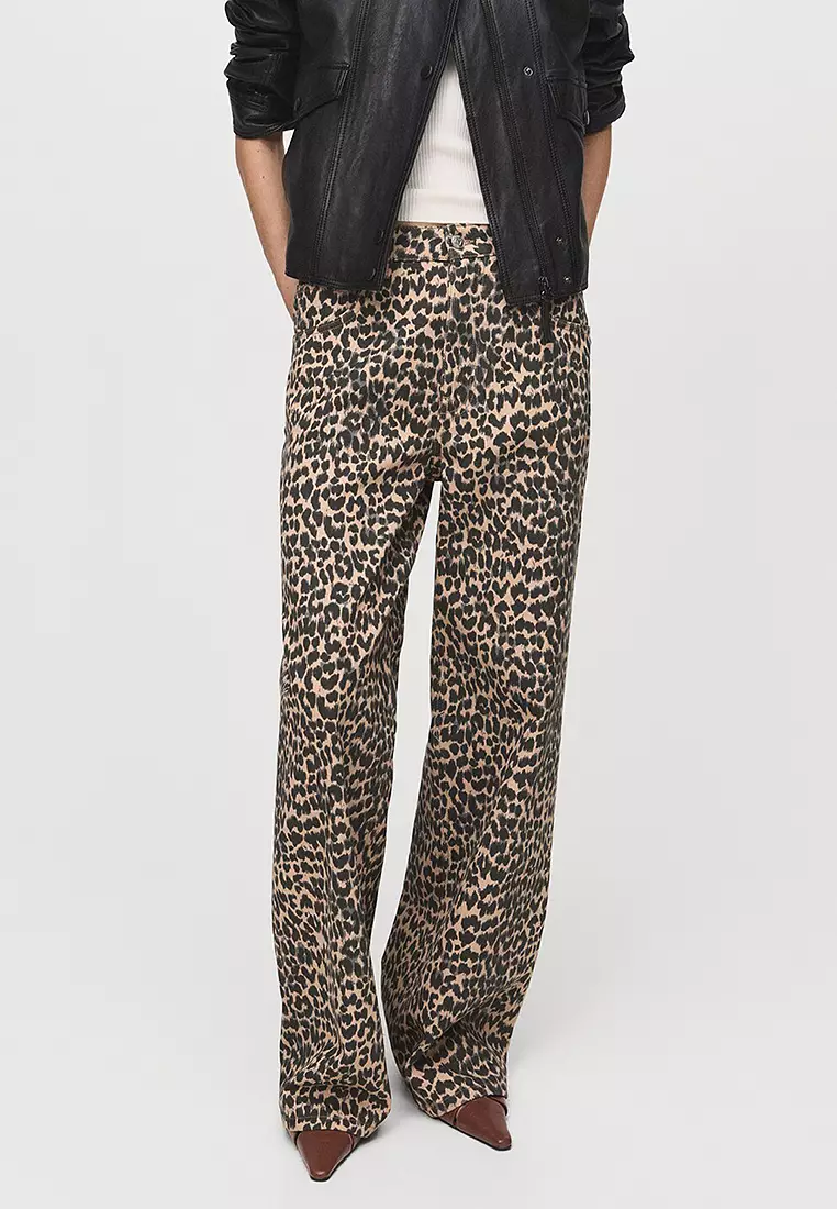 Leopard-Print Straight Jeans