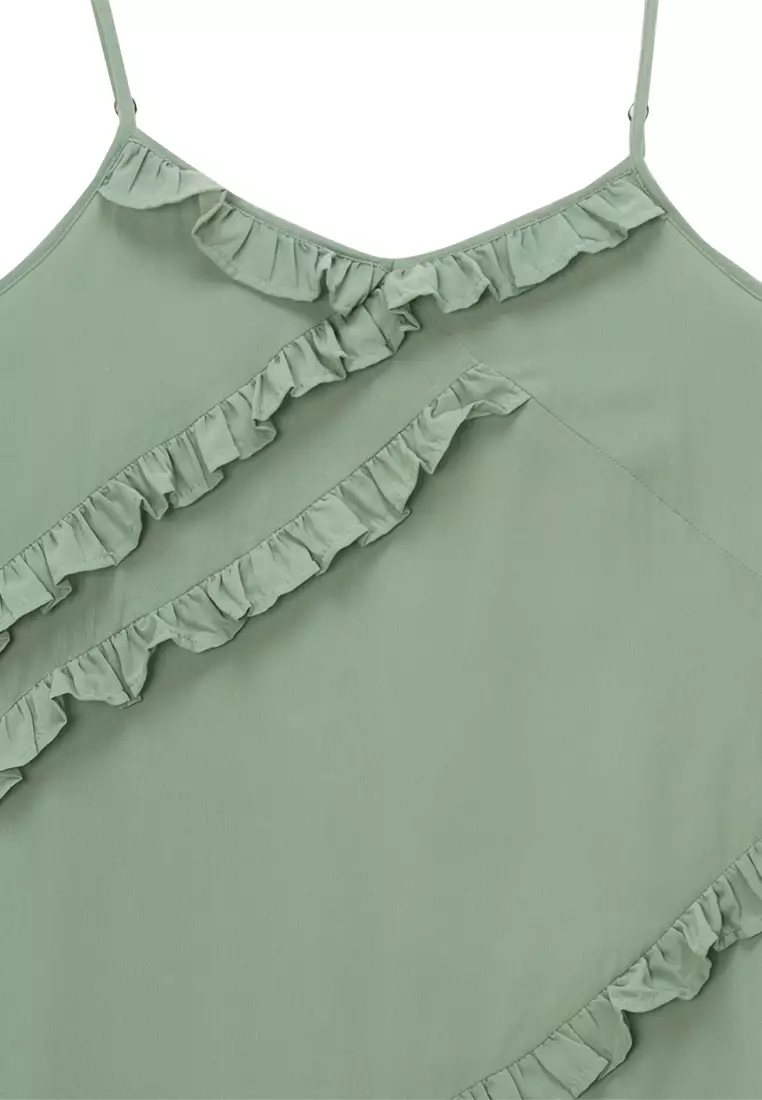 Star Life Strap Frill Midi Dress