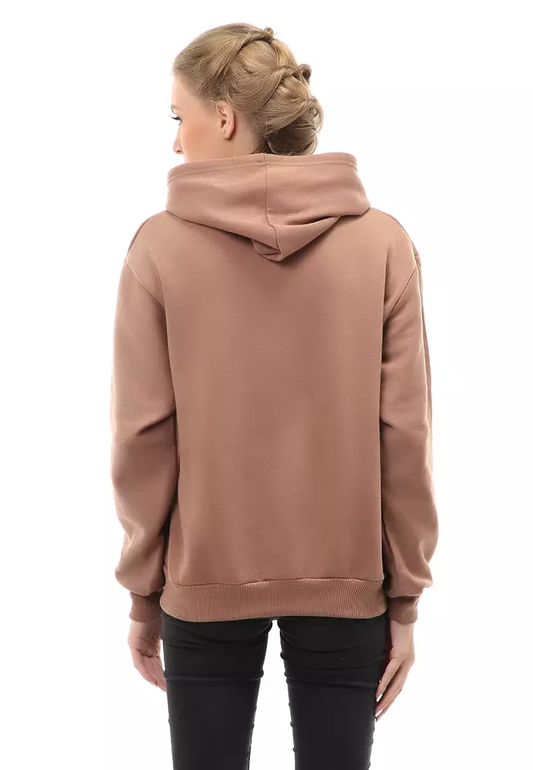 Hardwin Hoodie Jacket Rose Casual Wanita Material Fleece ORIGINAL - Mocca