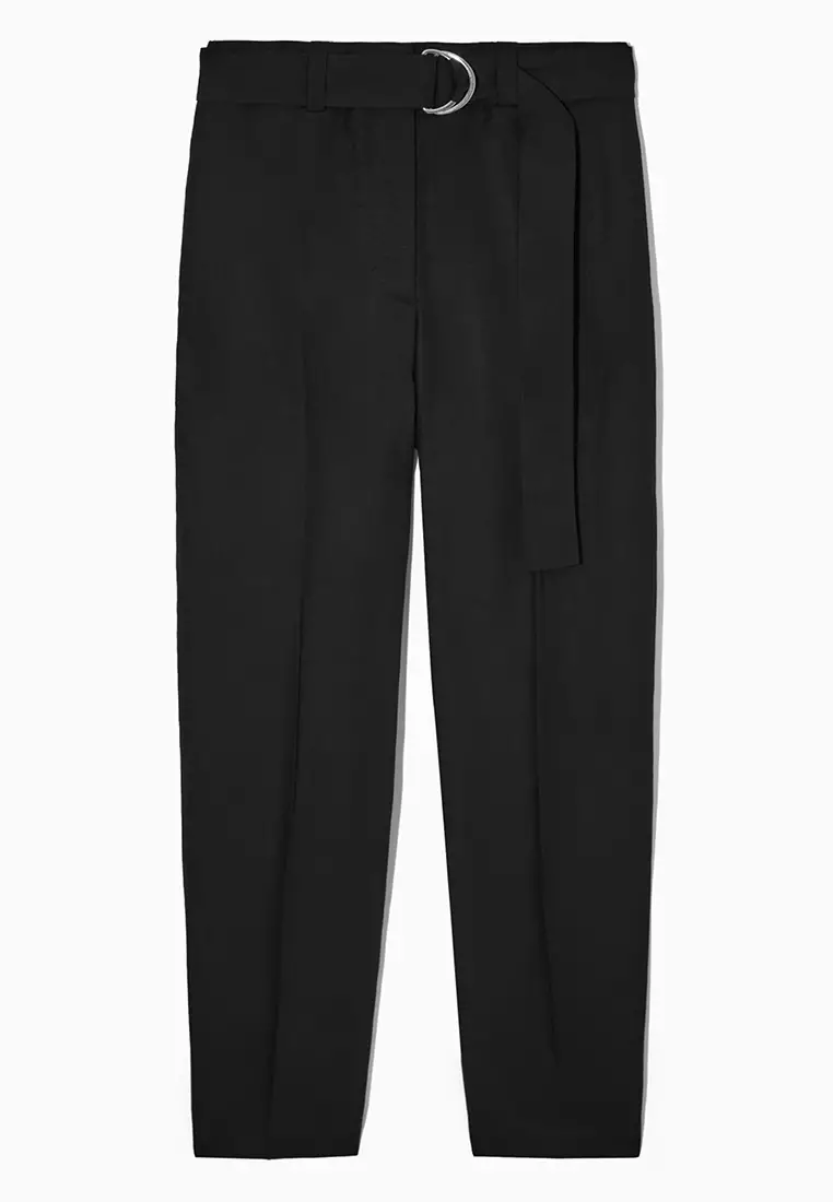 Buy COS Belted High-Waisted Linen-Blend Trousers Online | ZALORA Malaysia