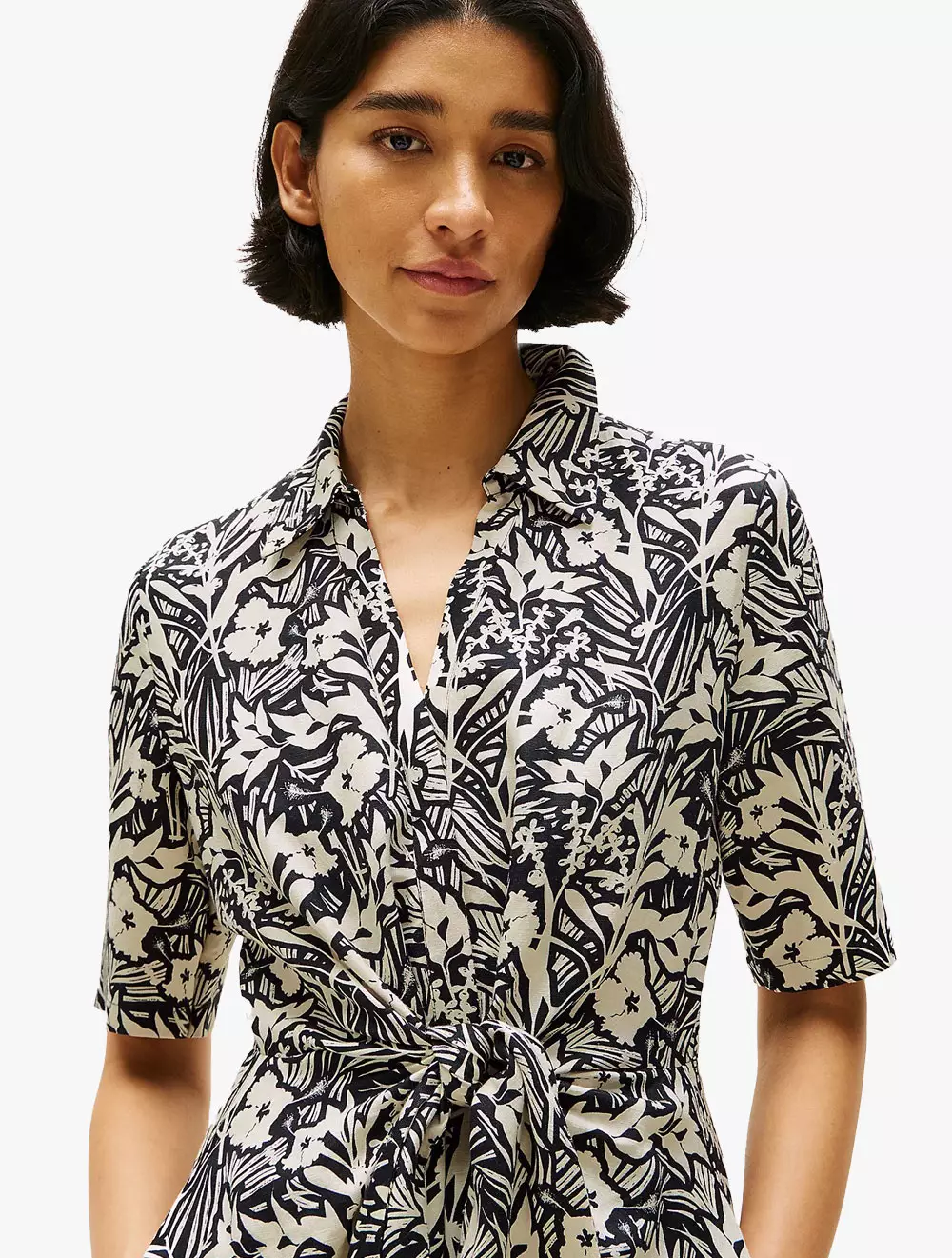 Tommy Hilfiger - LINEN VIS KNOTTED S/S DRESS