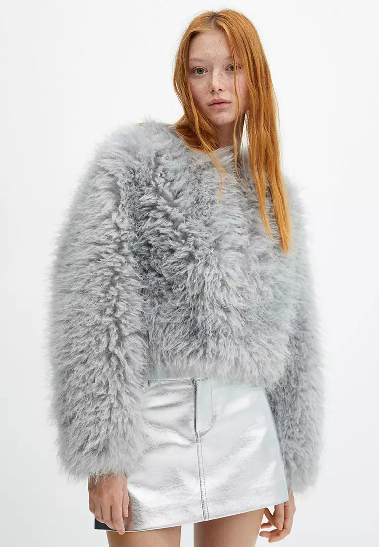 mango fur effect jacket