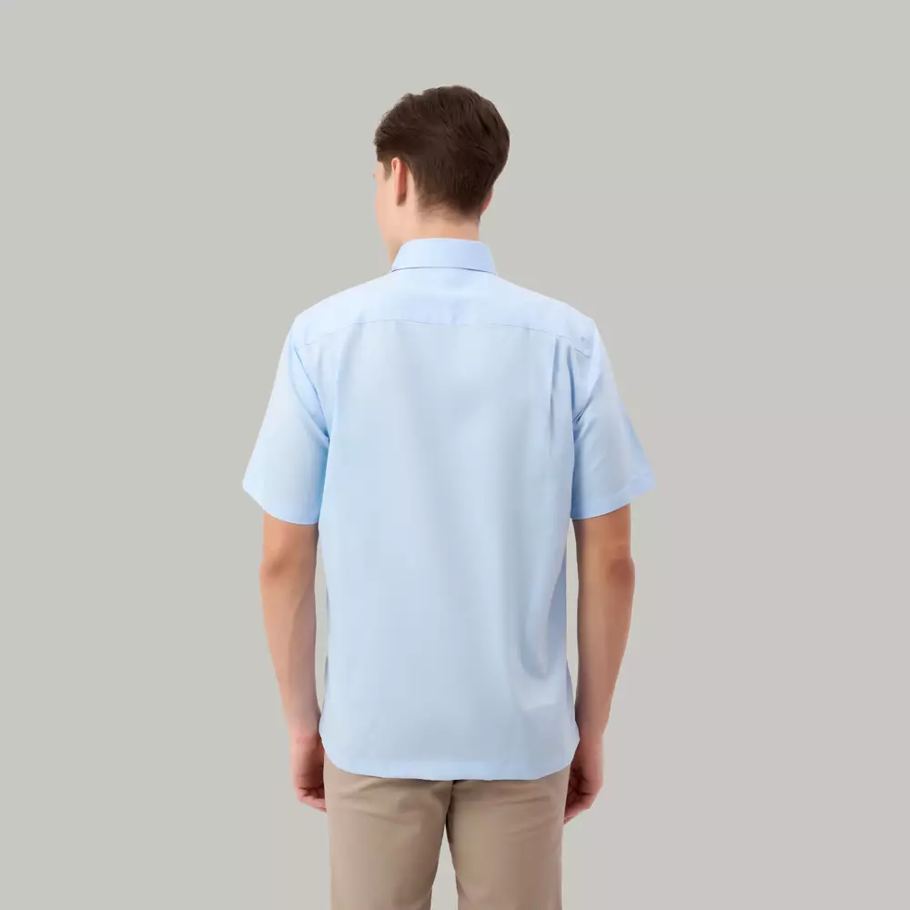 Kemeja Lengan Pendek Pierre Cardin Solid Celeste - Light Blue Cotton Smart Office