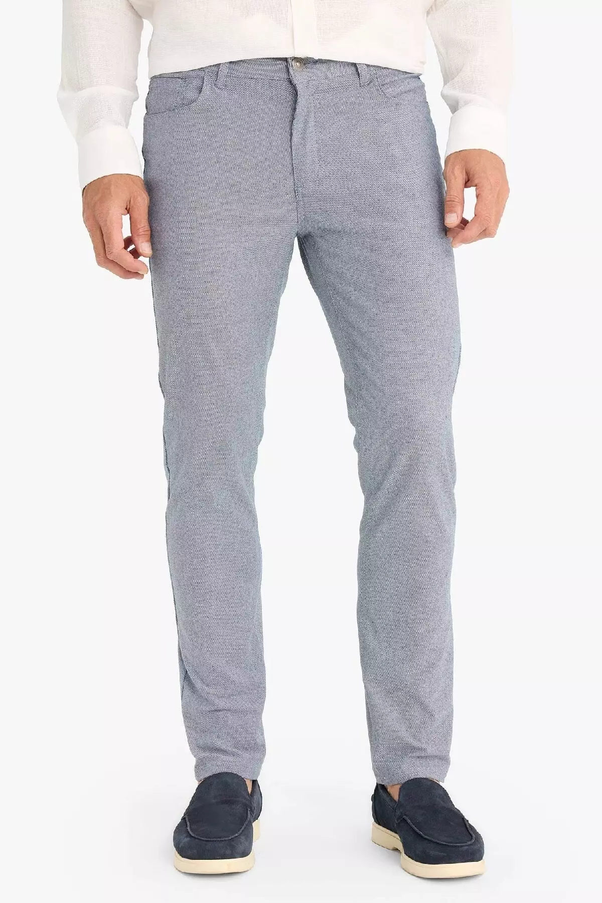 Summer Chino Canvas Textured Trousers Slim Fit Slim Fit Pockets Narrow Leg T1055Az25Sp