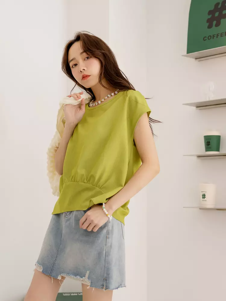 純棉刷破牛仔腰綁帶A字短裙《CA2923》