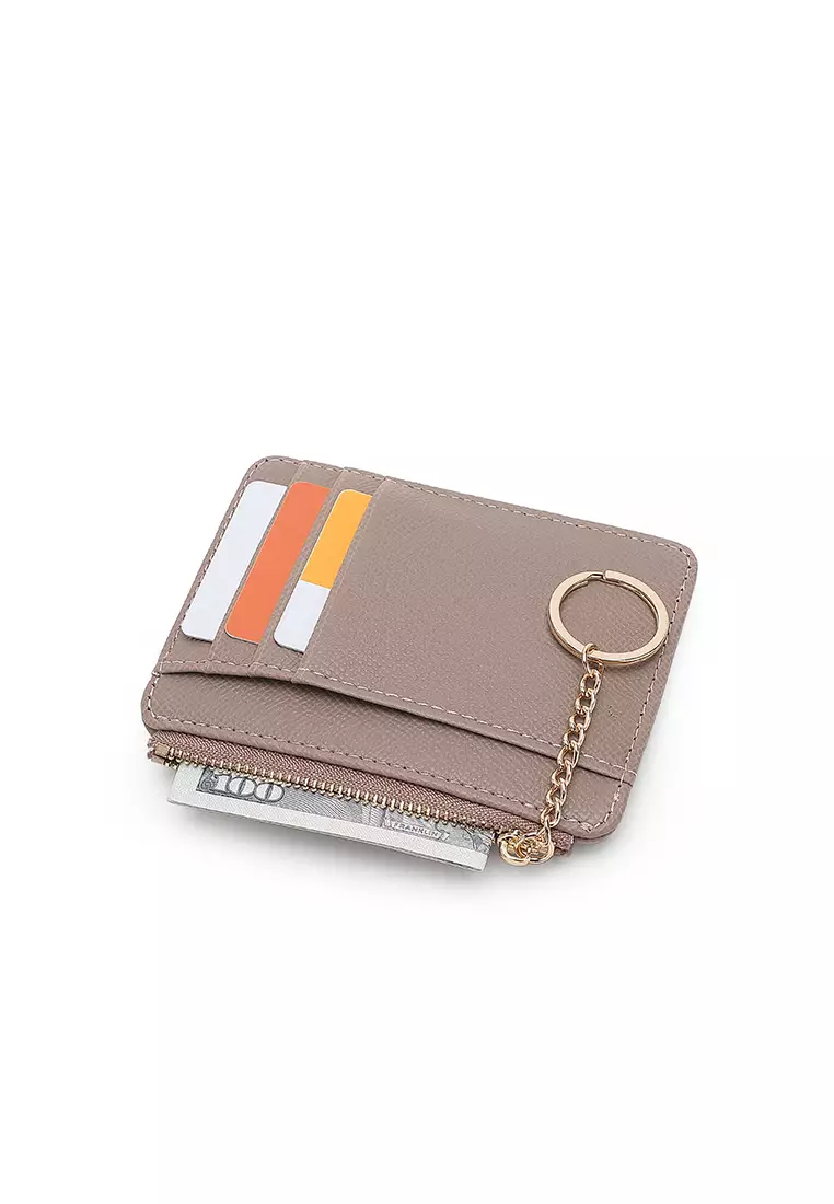 Women's Card Holder With Coin Compartment - Dark Beige