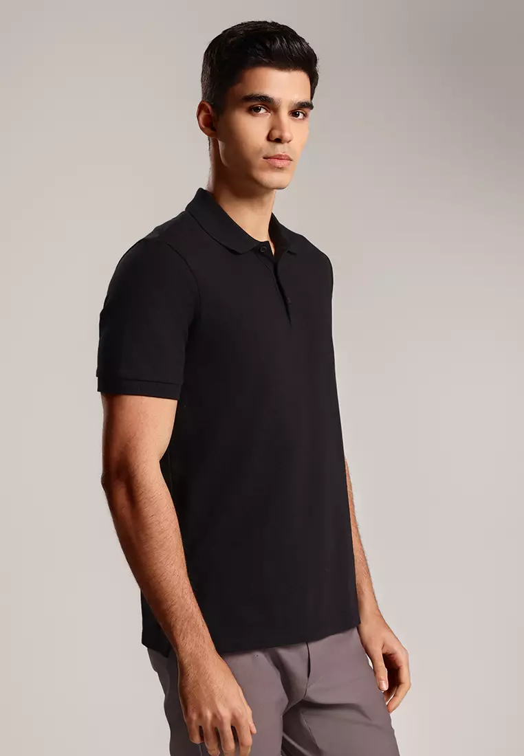 MOC - Kaos Polo Pria Lengan Pendek Dawin - Black