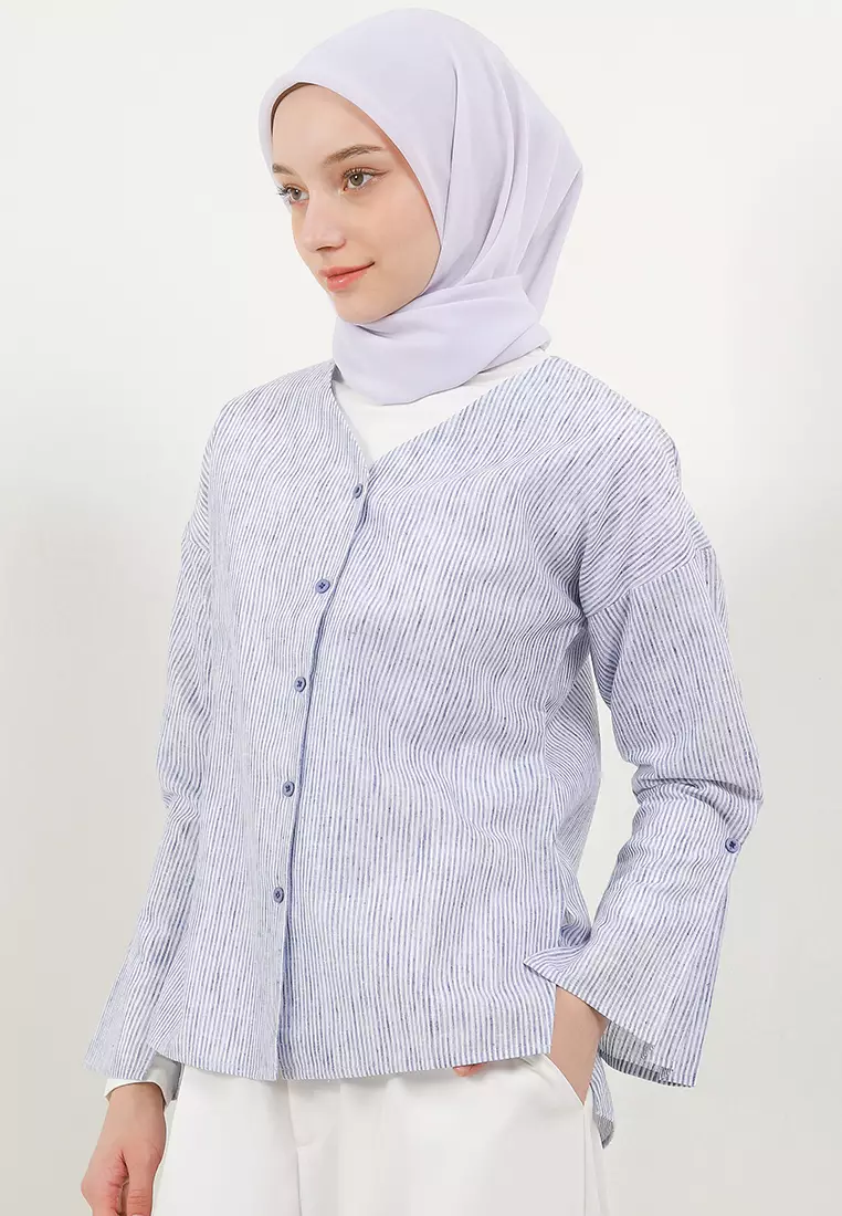 Jenni Blouse In Blue Stripes