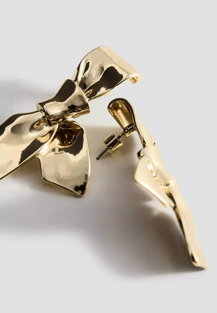 Buy Mango Metallic Bow Earrings 2026 Online | ZALORA