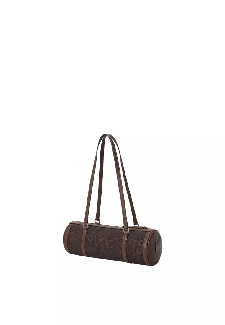 Barrel Baguette Bag - Embossed Cacao