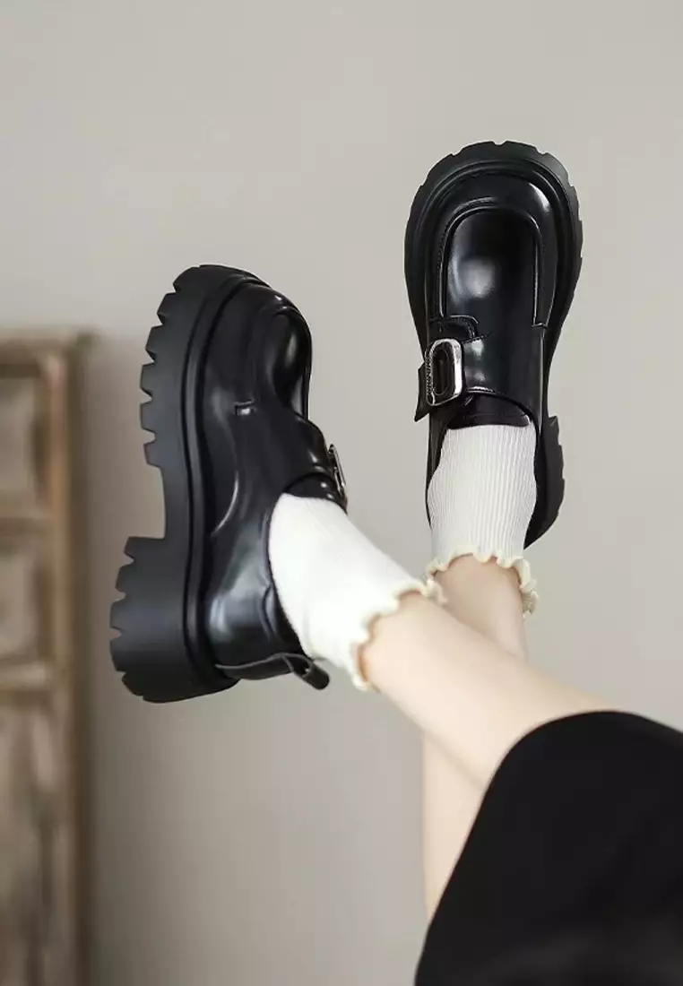 Leather Velcro Strap Loafers MZ0373