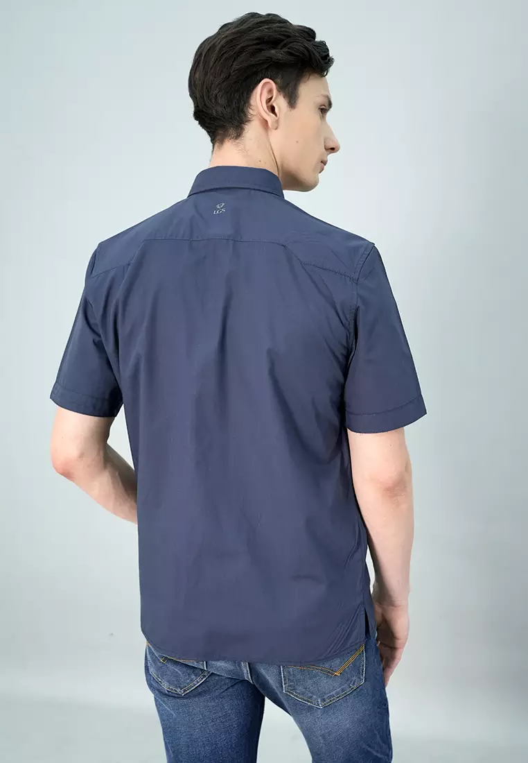 LGS - Kemeja Casual Pria Polos Warna Navy CSH.271.S2001.207.C