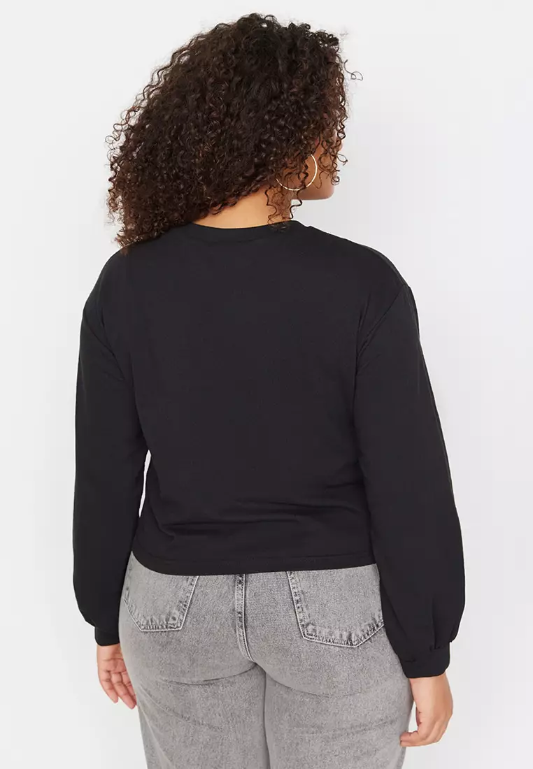Plus size top cropped sweatshirts
