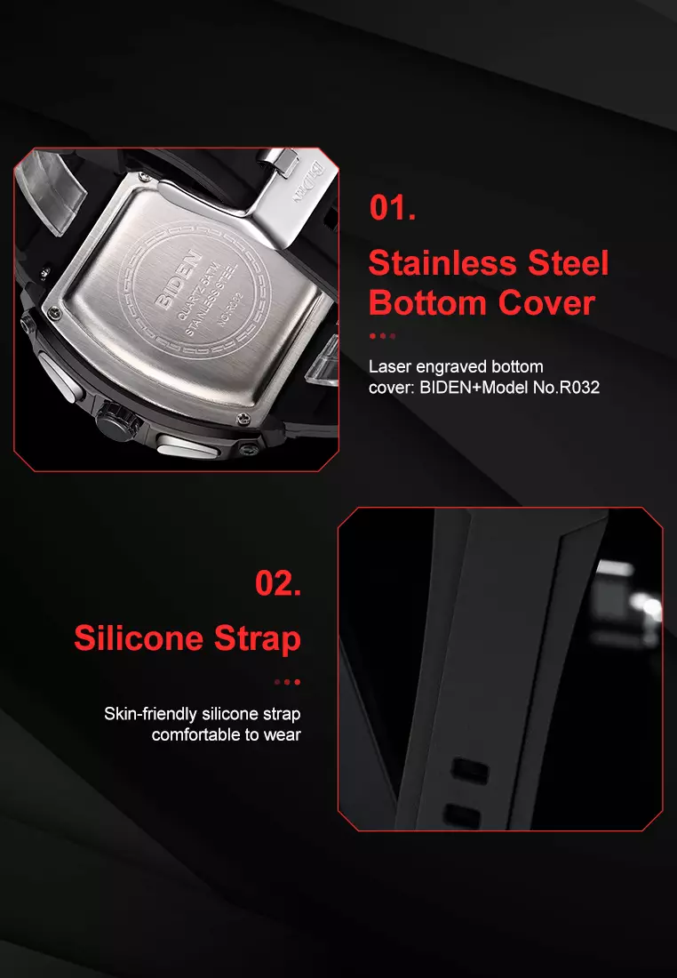 Jam Tangan Pria Original Multifungsi Analog & Digital Anti Air Tali Silicone Jam Tangan Cowok Blackrose