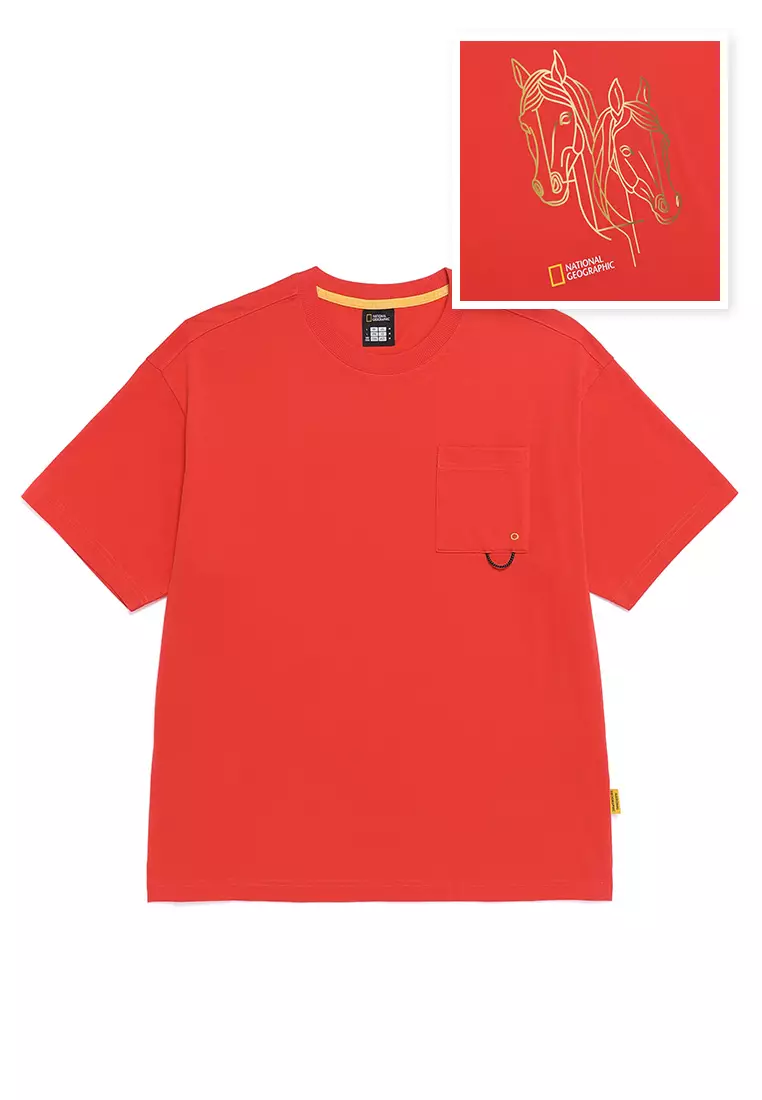 Unisex Year Of The Horse Graphic Pocket T-Shirt