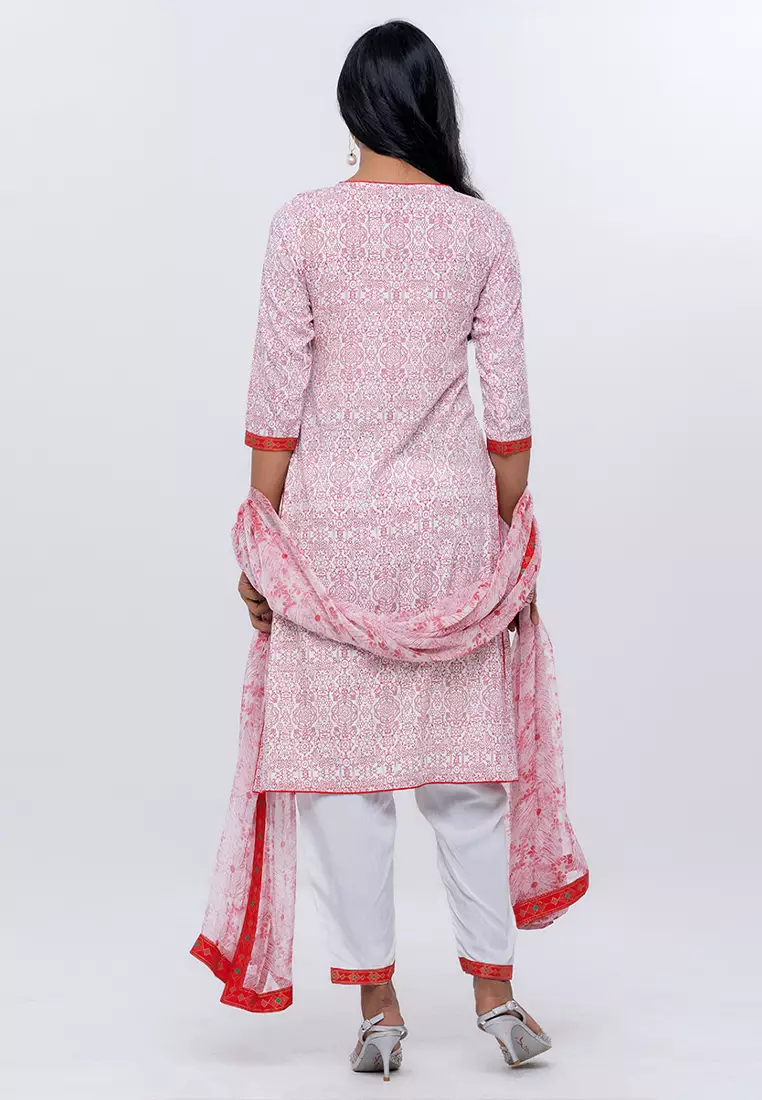 Le Reve Printed Patterned Tunic with Bottom & Scarf