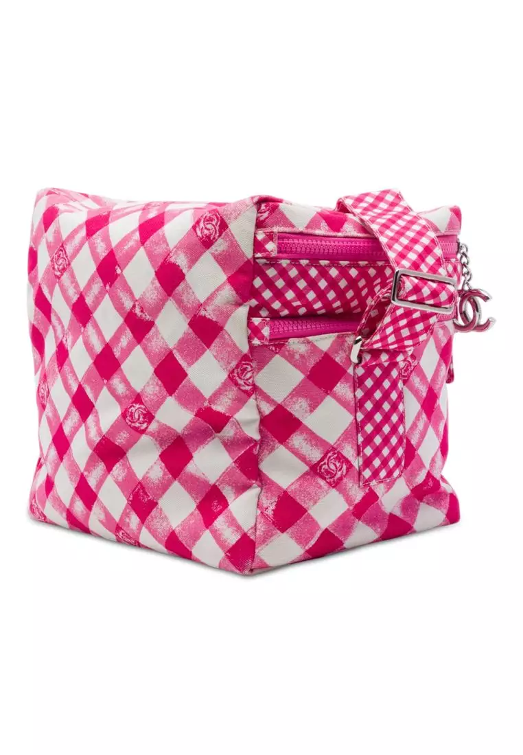 Pre-Loved Chanel Cc Canvas Gingham Lunch Box Shoulder Bag