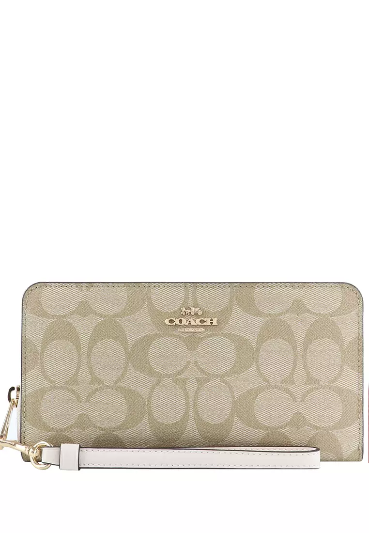 Coach Long Zip Around Wallet In Signature hot Canvas