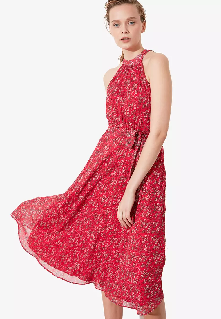 Belted Halter Neck Dress