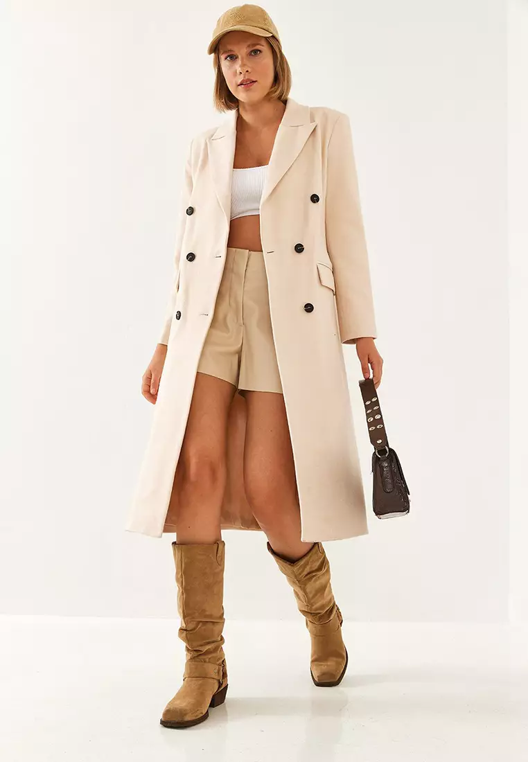 Women's Buttoned Sleeve Cashmere Coat 8100 60351082