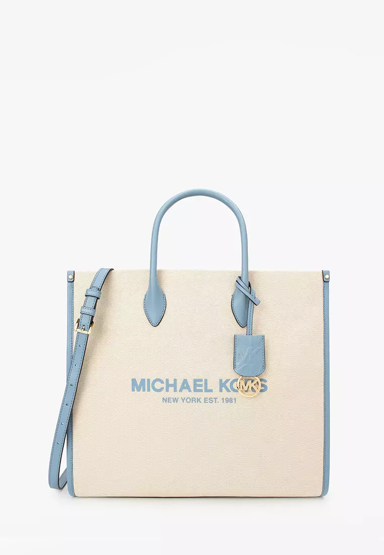 Michael Kors Mirella Large Canvas Tote Bag In Brown