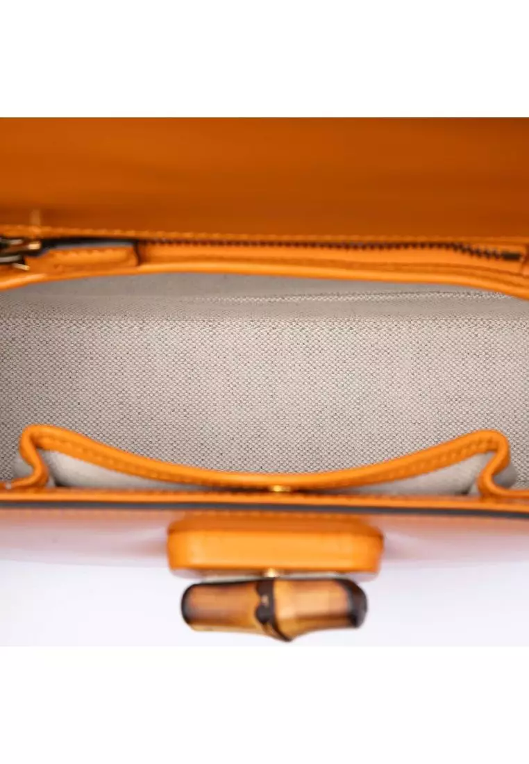 Pre-Loved Gucci Small Calfskin Web Bamboo 1947 Top Handle Bag