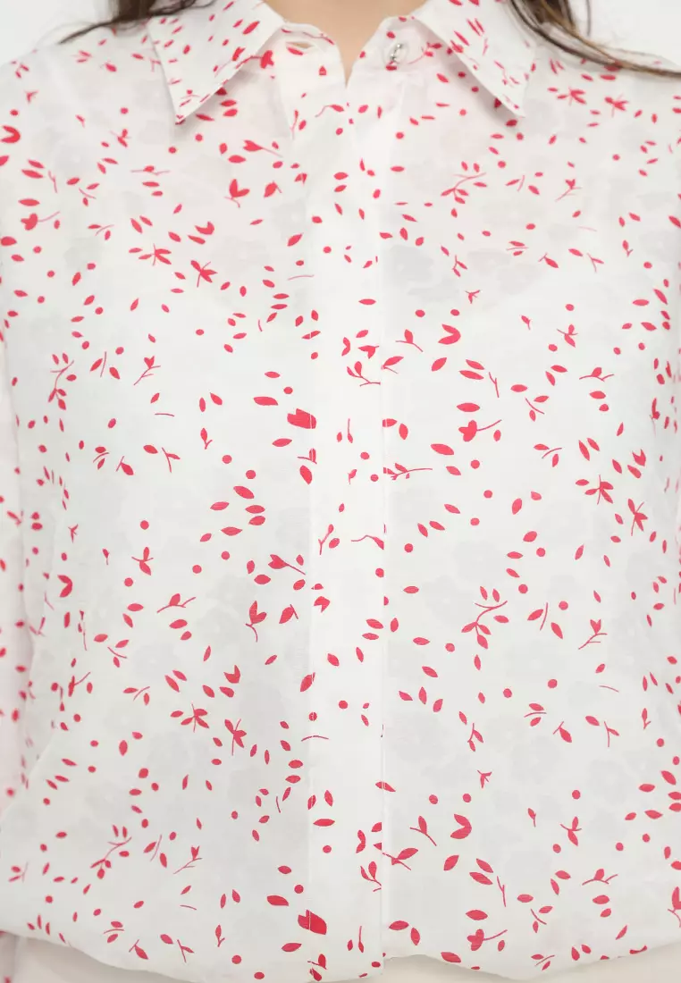 Shirt White Polka dots Silky Arlette By Brilliant Girl Warna Putih