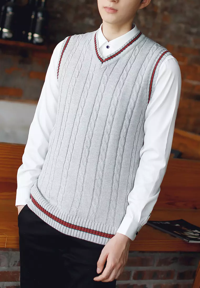 Contrast Stripe Knitted Vest XH920