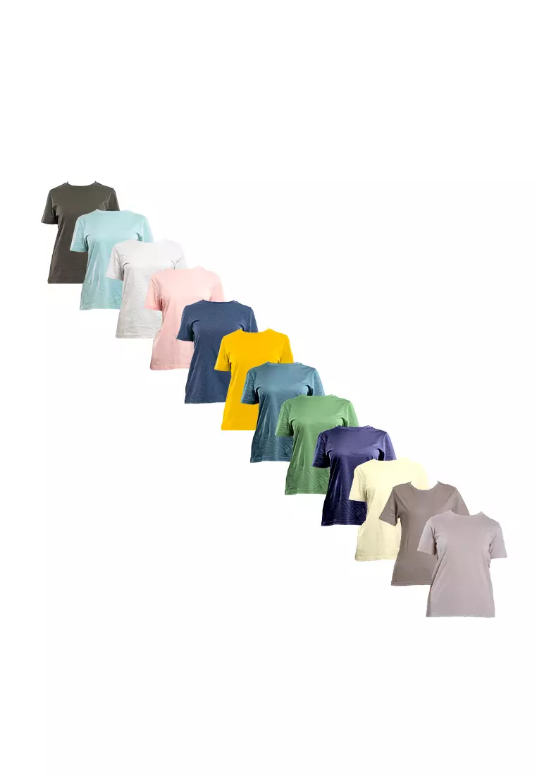 Forest Ladies 100% Cotton Round Neck Best Selling Soft Plain Tee Tshirt Women | Baju T Shirt Perempuan - 821857-05LtGrey