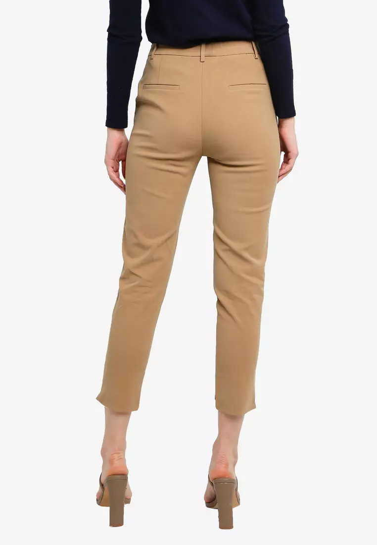 Slim Fit Capri Pants With Asymmetrical Cuff