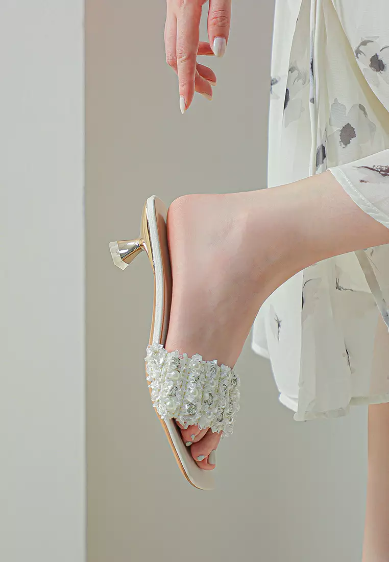Pearl Satin Slippers BY8745-21