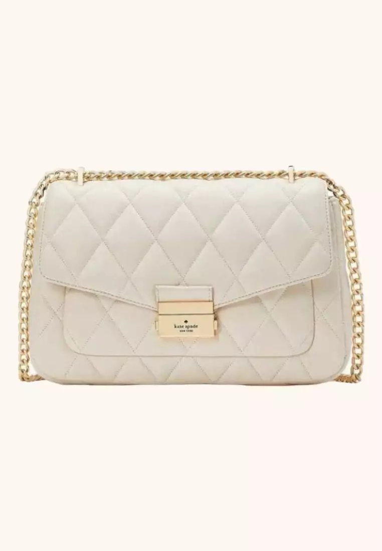 Kate Spade Carey Medium Flap Shoulder Bag Parchment