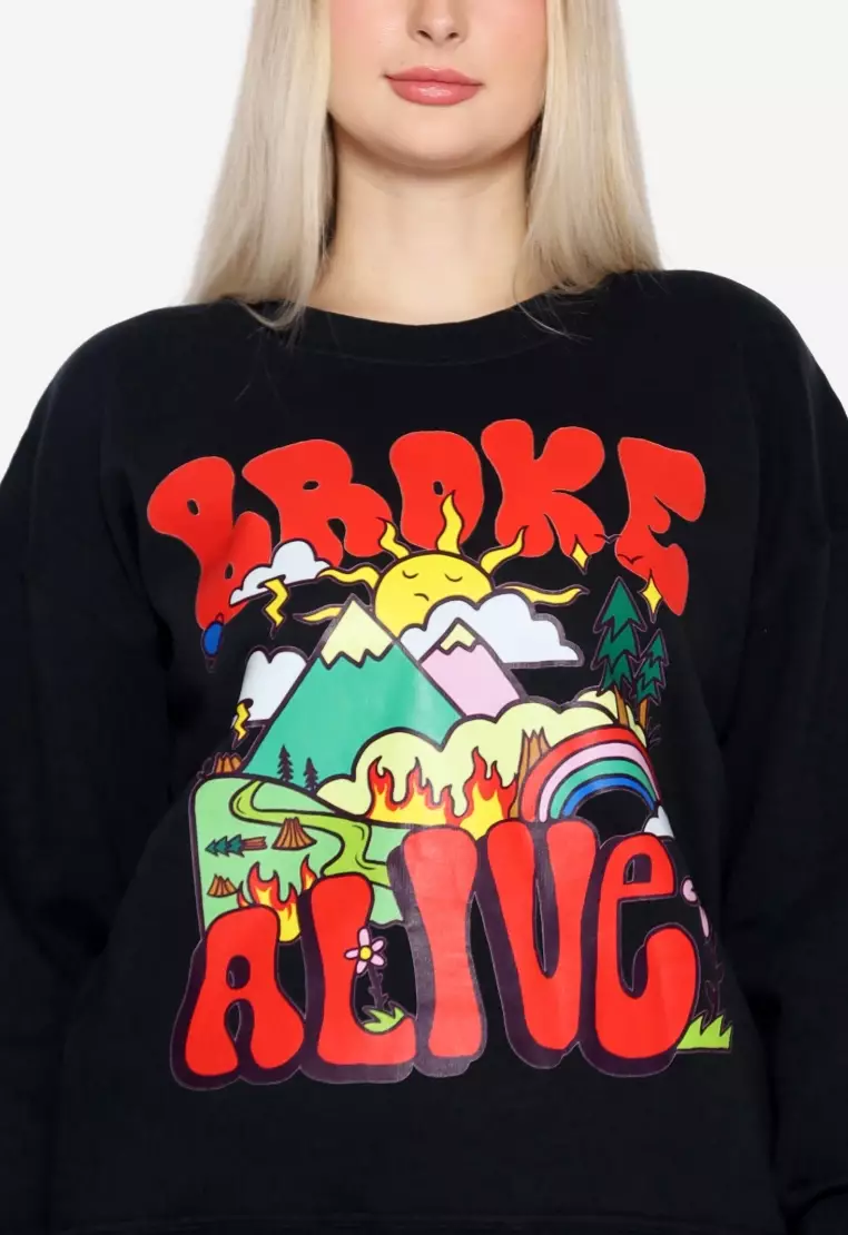 TONIQUE Sweatshirt Katun Wanita Hitam LEAH Women's Regular Fit Cotton Sweatshirt Black